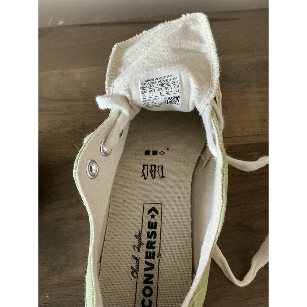 Vintage Unisex Converse All Star Sneakers Casual Shoes Pea Green Size M 5/ W 7 - Picture 9 of 11